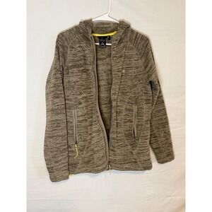 Avalanche Womens XL Brown Space Dye Sweater Knit Fleece Lined Hooded Jacket Zip